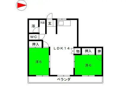 クレヴェール瑞穂(2LDK/4階)の間取り写真