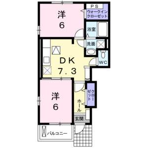 ライゼ A(2DK/1階)の間取り写真