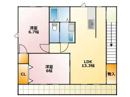 セントレアハイツナカムラ(2LDK/2階)の間取り写真