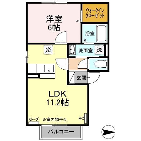 サンクレストB(1LDK/2階)の間取り写真