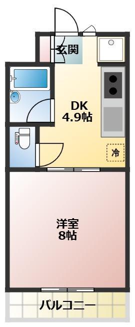 マンションフローラ(1DK/2階)の間取り写真