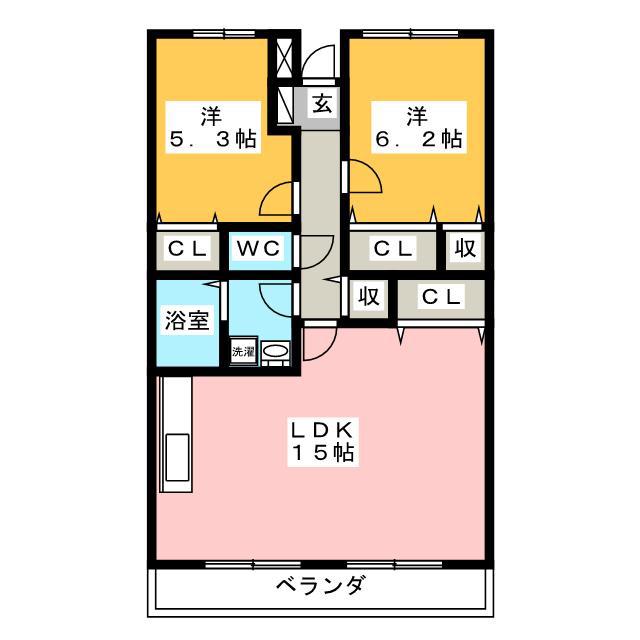 シレンシオパティオ(2LDK/4階)の間取り写真