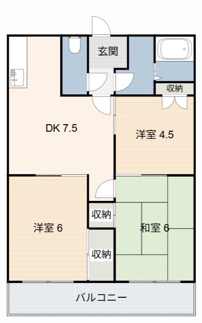 マンションアサイ(3DK/4階)の間取り写真