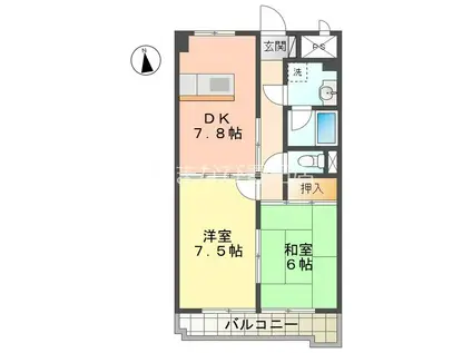 サンヨウハイネス(2DK/4階)の間取り写真