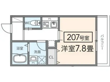 ラ・ポルテ藤原台(1K/1階)の間取り写真