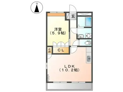 パインフロゥリッシュ(1LDK/2階)の間取り写真