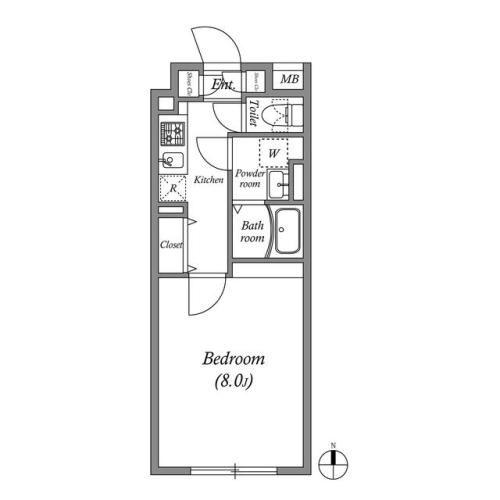 ルネサンスコート中目黒(1K/4階)の間取り写真