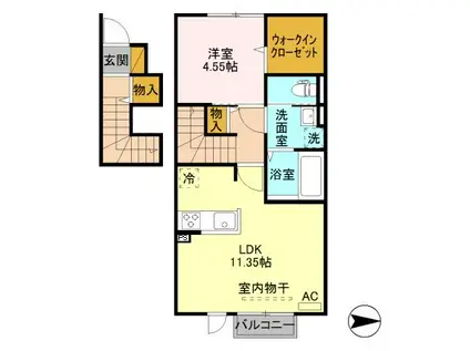 クレスト(1LDK/2階)の間取り写真