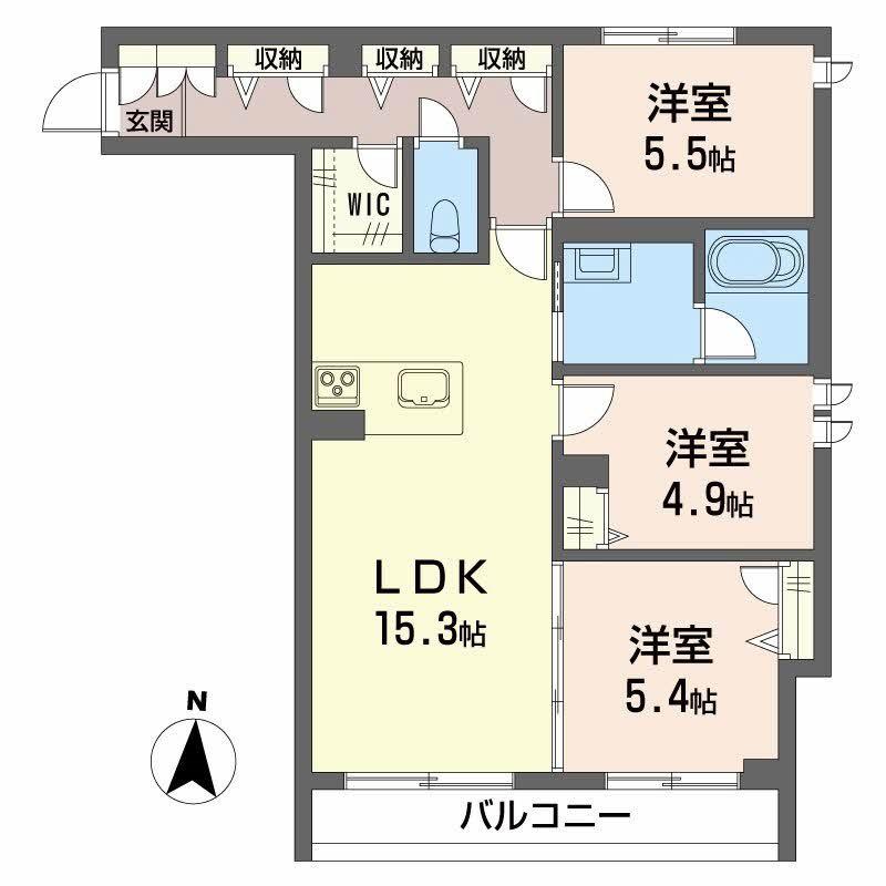 カルムメゾン(3LDK/2階)の間取り写真