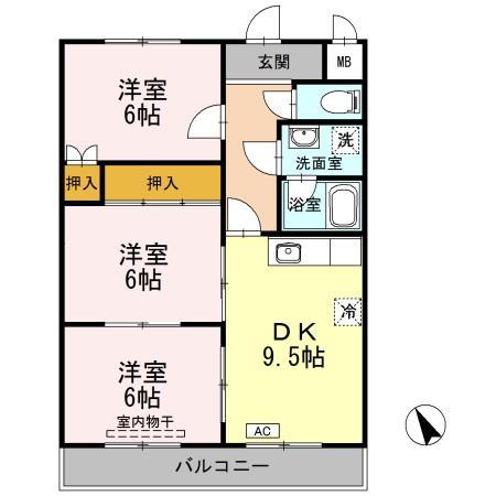 アゼリア祇園(3DK/2階)の間取り写真