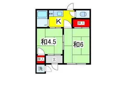 日暮里・舎人ライナー 見沼代親水公園駅 徒歩23分 1階建 築55年(2K/1階)の間取り写真