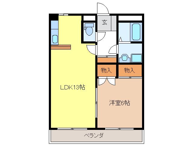 エステート小野(1LDK/3階)の間取り写真