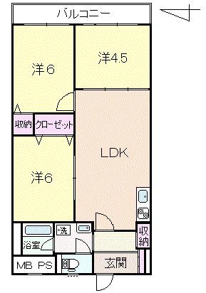 アルマンド蒲生(3LDK/5階)の間取り写真