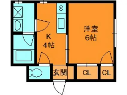 ファミール法隆寺(1K/2階)の間取り写真