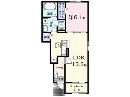 富夢想家 十一番館(1LDK/1階)の間取り写真