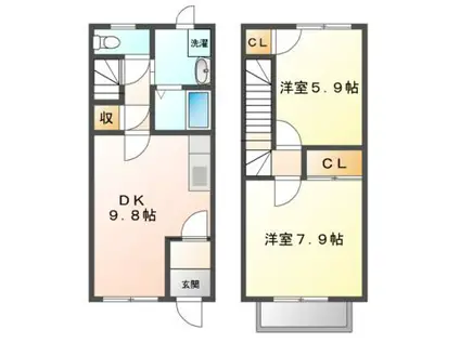 BRANCHE東浜井場(2LDK/2階)の間取り写真