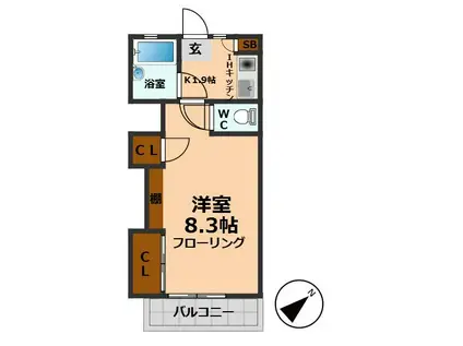 コーポ・パストラール(1K/1階)の間取り写真