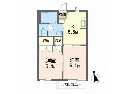 フラッツケイワ(2K/2階)の間取り写真