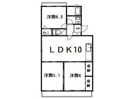 シャルマンKOGAWA(3LDK/2階)の間取り写真