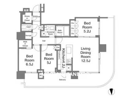 晴海フラッグ パークビレッジ T棟(3LDK/46階)の間取り写真