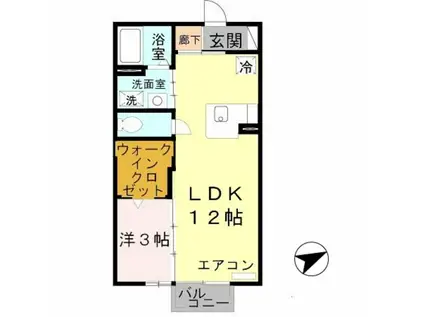 ハイツグレース(1LDK/1階)の間取り写真