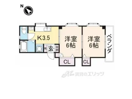 ユー・ハイツ(2K/3階)の間取り写真