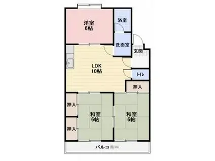 パークサイド三ツ井(3DK/4階)の間取り写真