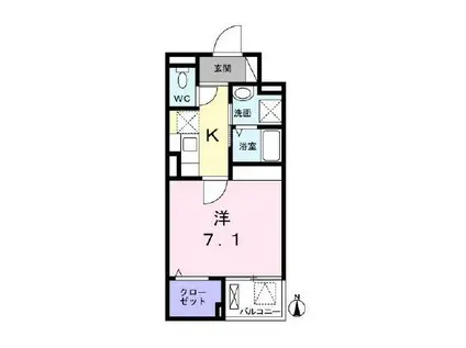 ライジング練馬(1K/2階)の間取り写真