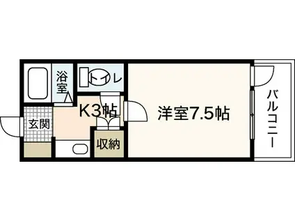 クレックスヤマシタ(1K/2階)の間取り写真