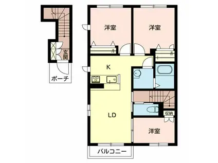 シャーメゾン・クレールA棟(2SLDK/2階)の間取り写真