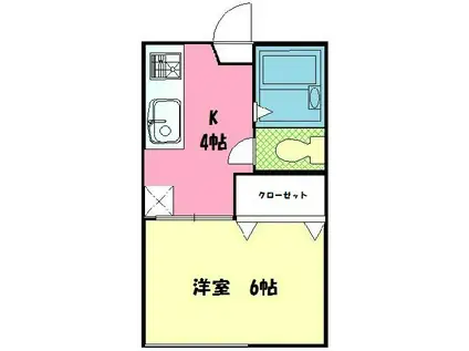 インペリアル(1K/1階)の間取り写真