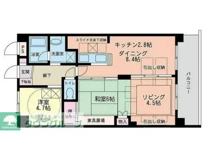 ルネスプルミエール(2LDK/4階)の間取り写真