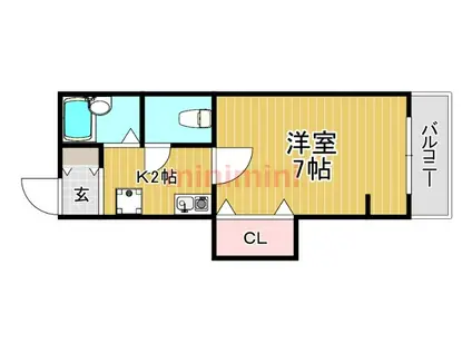 スカイメゾン総持寺(1K/1階)の間取り写真