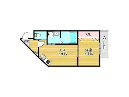 KORE・YIELD千里丘(1DK/4階)の間取り写真