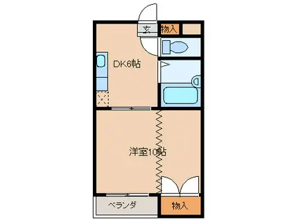 コーポ油田2号館(1DK/2階)の間取り写真