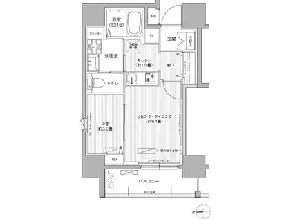レジェンダリーガーデン赤羽 ウエストビュー(1LDK/11階)の間取り写真