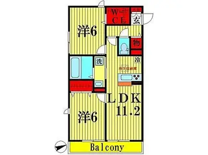 ヴァンヴェール(2LDK/1階)の間取り写真