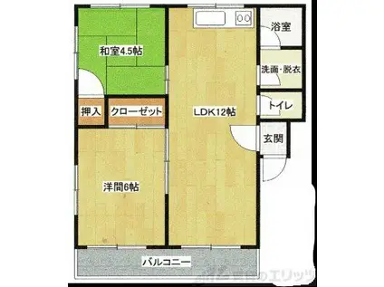 エアーハイツ(2LDK/2階)の間取り写真