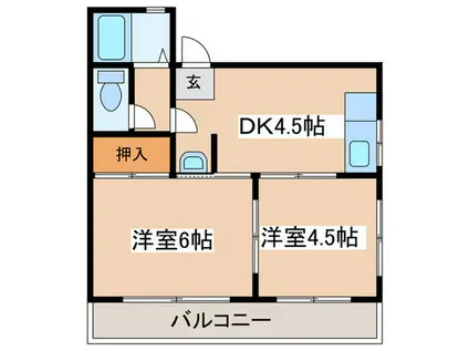 マロンハイツ(2DK/2階)の間取り写真