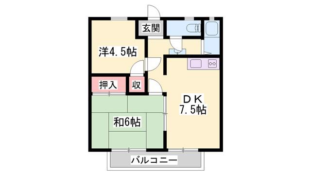 Mハイツ(2DK/1階)の間取り写真