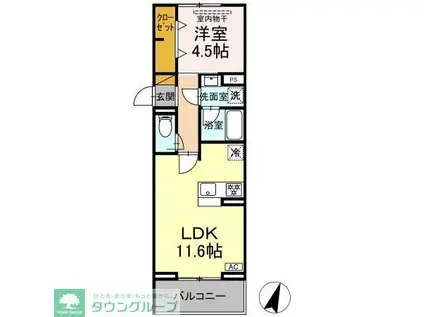 リシェスみのり台 A棟(1LDK/2階)の間取り写真