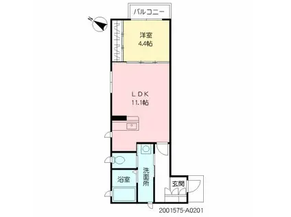 K-ブルーノII(1LDK/2階)の間取り写真