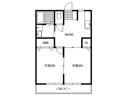 メゾン高山(2DK/2階)の間取り写真