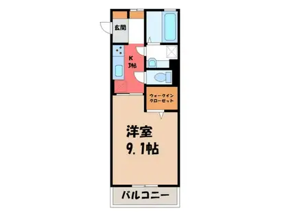 プラチナゲート(1K/2階)の間取り写真