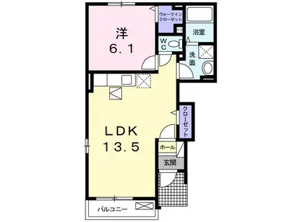 グランドノーブルヴィラ B(1LDK/1階)の間取り写真