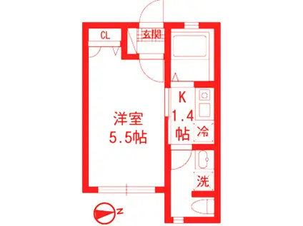 セキュリティヒルズ(1K/1階)の間取り写真