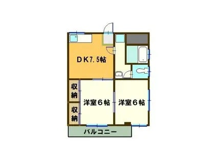 桜マンションII(2DK/1階)の間取り写真