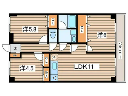 ハピネス飯田7番館(3LDK/4階)の間取り写真