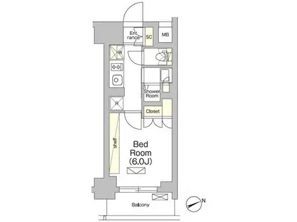 テラス大崎(1K/2階)の間取り写真