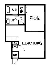 ラピスガーデン(1LDK/1階)の間取り写真